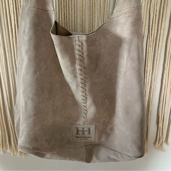HAUTE HIPPIE Festival Hobo Suede Leather Bag Set Taupe - Picture 2 of 16